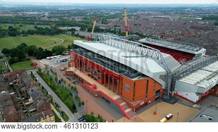 Anfield Stadium Of Fc Liverpool From Above - Aerial View - Liverpool, United Kingdom - August 16, 20