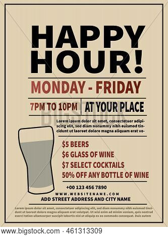 Happy Hour Party Poster Flyer Social Media Post Design