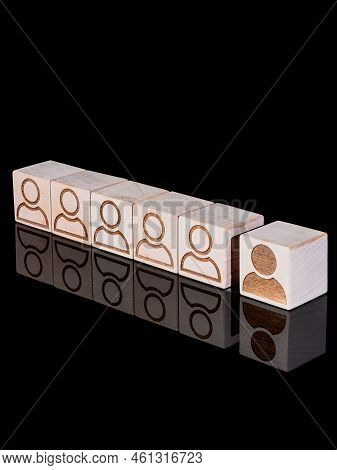 Target customer, buyer persona and target customer concept on wooden cubes