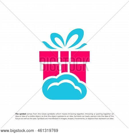 Gift Cloud Logo Design Template. Cloud Gift Logo Concept Vector. Creative Icon Symbol