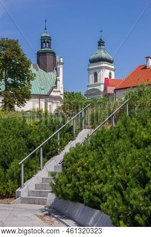 Stairs At The Boulevard In Front Of The Fara Church In Plock, Poland