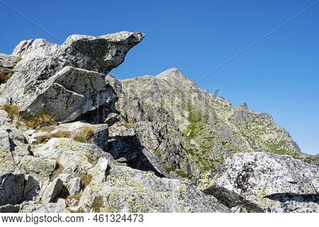 Hike To Slavkovsky Peak, High Tatras, Slovak Republic. Hiking Theme.