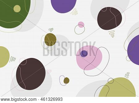 Abstract Doodle Colorful Template Design Decorative Artwork With Minimal Shape Style. Overlapping Of