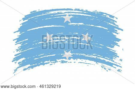 Micronesia Flag In Grunge Brush Stroke, Vector Image