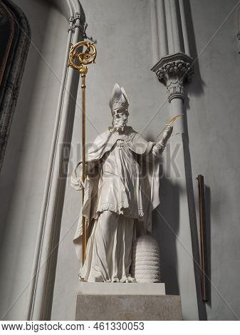 St Augustin Statue At Augustinian Church In Vienna