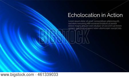 Ripple Sound And Sonar Waves. Blue Color Ring. Abstract Digital Sound Wave.