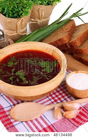 Vynikající boršč v tabulce detail