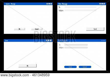 Set Computer Message System. Computer Interface. Dialog Frame. Vector Illustration. Stock Image.