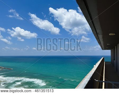 View Of The Sea And Skyline From The Balcony Of A Hotel In Netanya, Israel.