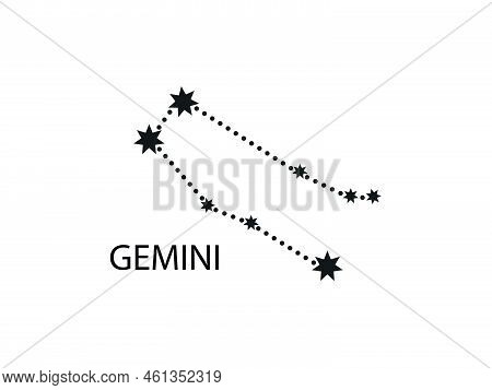 Gemini Zodiac Constellation. Sky Map. Horoscope Symbol. Vector Illustration Of Astrological Signs Fo