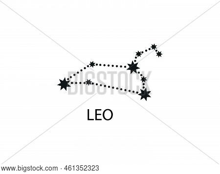 Leo Zodiac Constellation. Sky Map. Horoscope Symbol. Vector Illustration Of Astrological Signs For C
