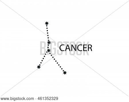 Cancer Zodiac Constellation. Sky Map. Horoscope Symbol. Vector Illustration Of Astrological Signs Fo