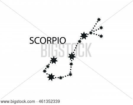 Scorpio Zodiac Constellation. Sky Map. Horoscope Symbol. Vector Illustration Of Astrological Signs F