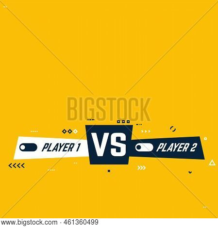 Versus Vector Template. Battle Competition Concept Template. White And Black Players, Yellow Backgro