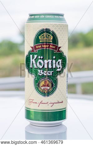 Skopje, North Macedonia - June 5, 2022: Can Of Konig Beer.
