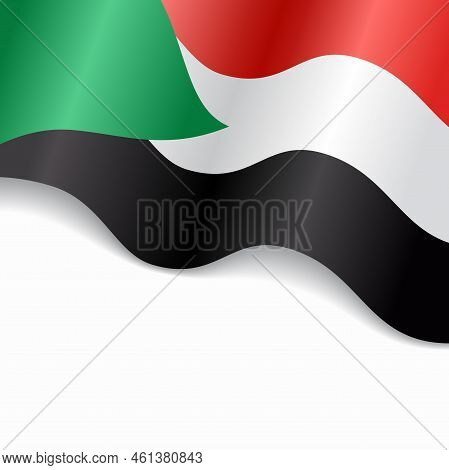 Sudanese Flag Wavy Abstract Background. Vector Illustration.