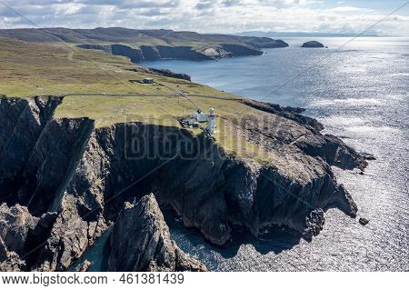 Aerial View Of The Lighthouse On The Island Of Arranmore In County Donegal, Ireland