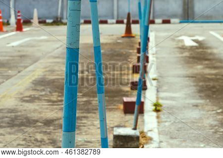 Driving Test And Training Area With Simulate Test For Driving License. Driving School Practice Traff