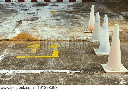Driving Test And Training Area With Simulate Test For Driving License. Driving School Practice Traff