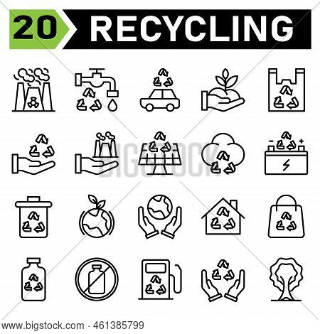 Ecology And Recycle Icon Set Include Recycling, Waste, Material, Shield, Protect, Chemistry, Science