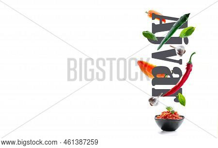 Ajvar Is A Very Thick Paste Or Caviar Of Roasted Or Roasted Peppers. Copy Space. In The Photo, The I