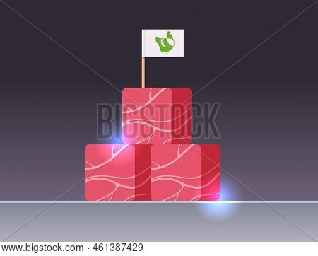Cultured Raw Red Meat With Label Made From Chicken Animal Cells Artificial Lab Grown Meat Production