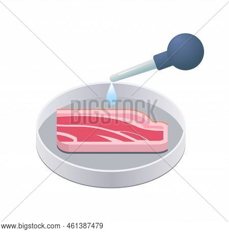 Petri Dish With Beef Steak Cultured Raw Red Meat Made From Animal Cells Artificial Lab Grown Meat Pr