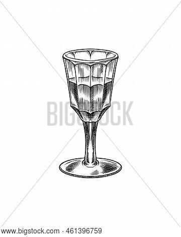 Absinth Stromu, A Bohemian-style Product. Glass Shot. Label For Retro Poster Or Banner. Engraved Han