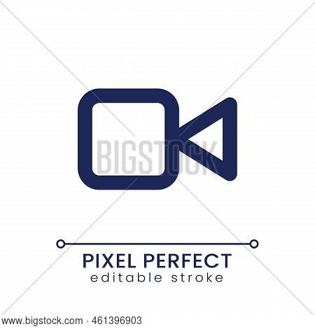 Video Call Pixel Perfect Linear Ui Icon. Videotelephony. Distant Conversation With Camera. Gui, Ux D