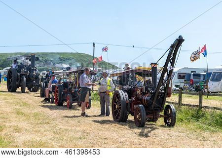 West Bay.dorset.united Kingdom.june 12th 2022.a Selection Of Restored Traction Engines Are Being Dri