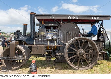 West Bay.dorset.united Kingdom.june 12th 2022.a Restored Aveling And Porter Steam Roller Is On Displ