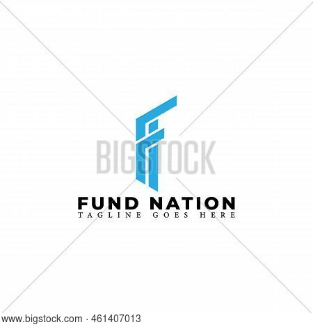 Abstract Initial Letter Fn Or Nf Logo In Blue Color Isolated In White Background Applied For Crowd-f