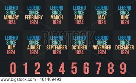 Legend Since 1924 All Month Includes. Born In 1924 Birthday Design Bundle For January To December