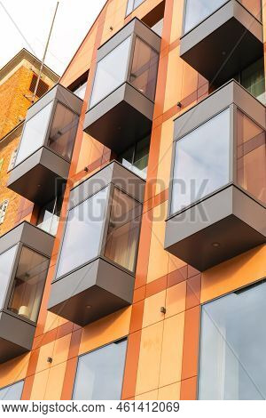 Modern Buildings On Granary Island Over The Motlawa River In Old Town. Abstract Structure. Creative 