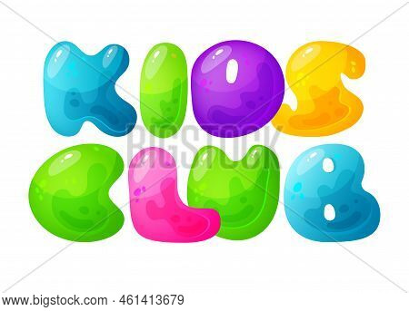Kids Zone Vector Cartoon Banner. Colorful Letters For Childrens Playroom Decoration. Sign For Childr