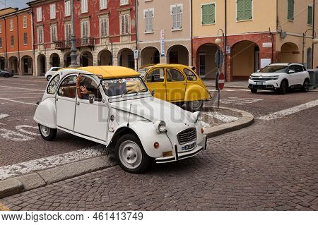 Russi, Ra, Italy - September 8, 2019: Vintage French Car Citroen 2cv (1981) In Classic Car Meeting R