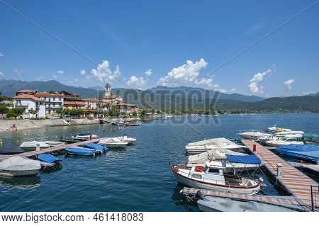 View Of Feriolo On Lake Maggiore. Feriolo Is A Town In Piedmont In Northern Italy