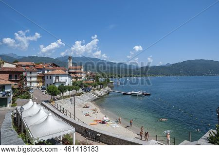 Feriolo, Italy - August 17, 2018: View Of Feriolo On Lake Maggiore. Feriolo Is A Town In Piedmont In