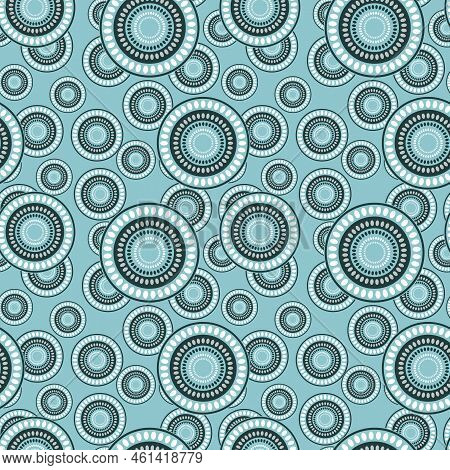 Seamless Pattern With Geometric Aboriginal Ornament. Ethnic Tribal Rounded Color Background. Afican,
