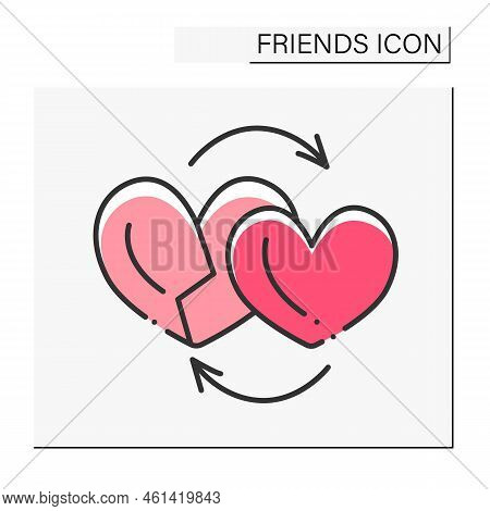 Compassion Color Icon. Feeling Empathy And Distress For Others. Human Sensitivity And Emotions. Frie