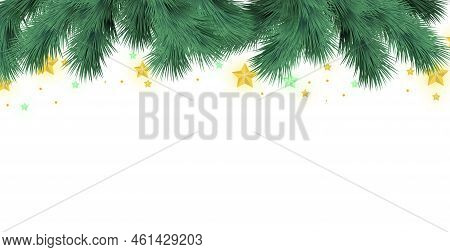 Christmas Tree On White Background, Web Template For Festive Promotional Items - Vector Illustration