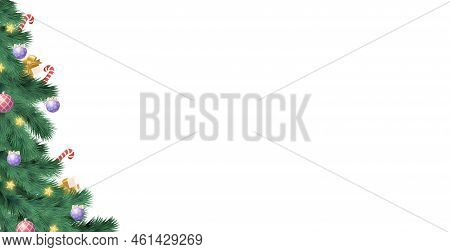 Christmas Tree On White Background, Web Template For Festive Promotional Items - Vector Illustration