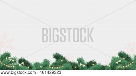 Christmas Tree On White Background, Web Template For Festive Promotional Items - Vector Illustration