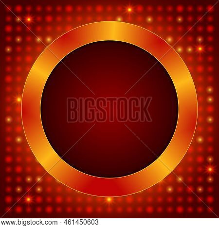 Abstract Vector Red Shining Mosaic Background Illustration With Roung Banner