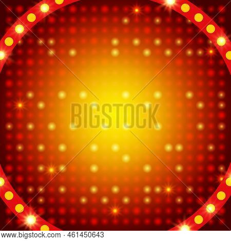 Abstract Vector Red Shining Mosaic Background Illustration With Roung Banner