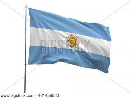 Argentina Flag 3d Illustration Of The Waving National Flag With A White Isolated Background