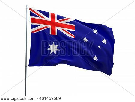 Australia Flag 3d Illustration Of The Waving National Flag With A White Isolated Background