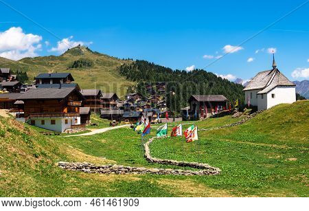 Bettmeralp, Switzerland - July 16, 2022: Idyllic Tourist Resort Of Bettmeralp Is Located In The Bern