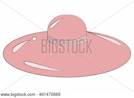 Wide-brimmed Holiday Hat With White Stripes On A Transparent Background. Isolate. Sticker. Lifestyle