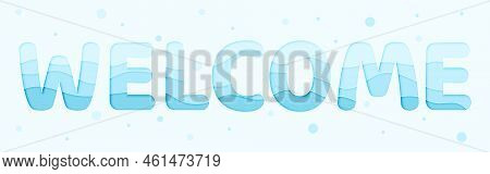Welcome Paper Cut Cute Sign Bubble Snow Blue Flat. Cold Banner Website Design User Page Cozy Style 3